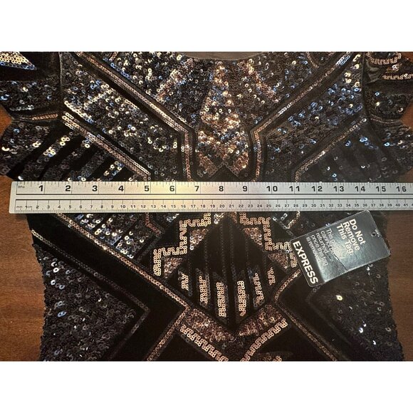 Express Sequined  With Velvet Bling Geometric Dress. Stunning, Perfect,  Holiday - Picture 9 of 16